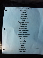 LA 10.18.12 Set list
