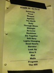 Santa Cruz 10.19.12 set list