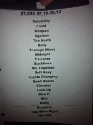 SF 10.20.12 set list